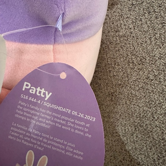 Nwt 16" Patty the Cow Easter Squishmallow Bunny Rabbit ears - Picture 3 of 7